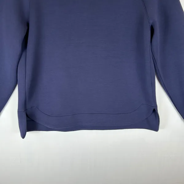 Quince Navy Blue Raglan Crewneck Sweatshirt Curved Tulip Hem Women‎ Small - Image 5