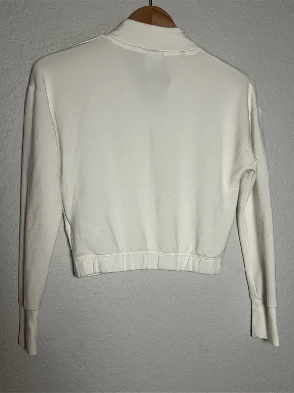 Gymshark Ivory Cream Cropped Quarter Zip Sweatshirt Pullover Athleisure Travel - Image 8