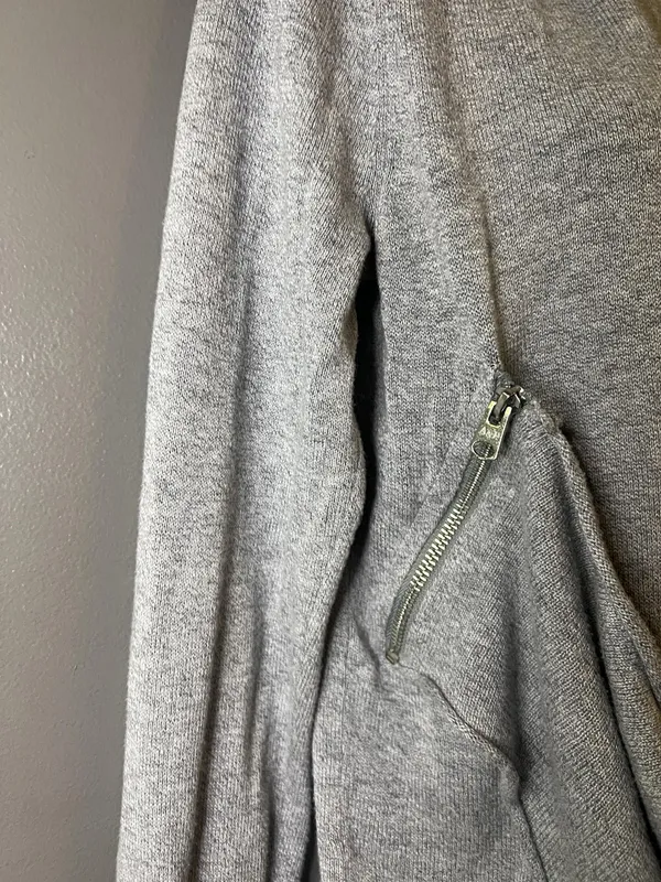 Abercrombie & Fitch Cardigan Sweater Womens Medium Gray Drape Front Zip Asym Hem - Image 5