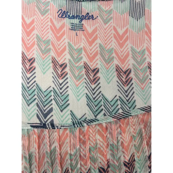 Wrangler Womens Pastel Chevron Print Flutter Sleeve Peasant Blouse LWK605M Large - Image 3