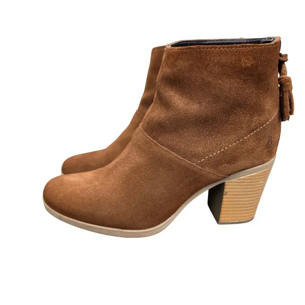 Hush Puppies Mazin Cayto Tan Suede Tassel Back Zip Ankle‎ Boots Womens 8 - Image 2