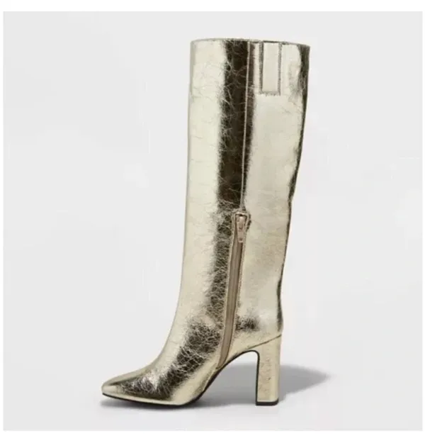 Gold knee high boots Size 8 - Image 2