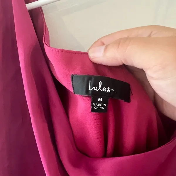 Lulus Magenta‎ Happy Hour Satin Ruched One-Shoulder Mini Dress Women’s Size M - Image 10