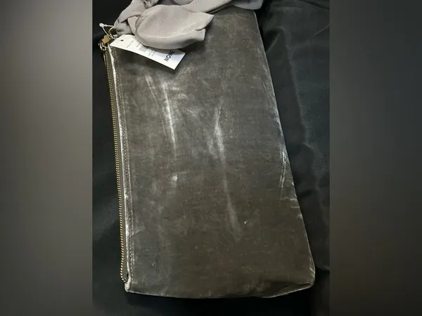 Anne Taylor Gray Velvet Zip Pouch Purse Clutch & Bow Accent NWT - Image 4
