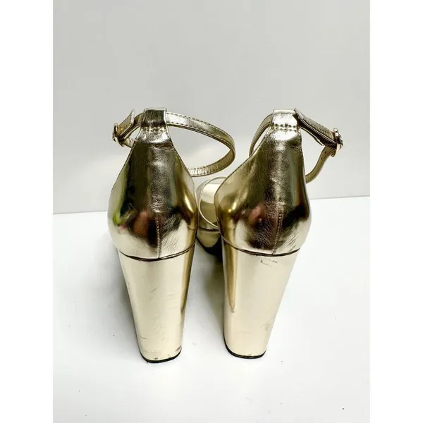 Open Edit Platform Size 9.5 Gold Kimber Ankle Strap‎ Sandal - Image 4