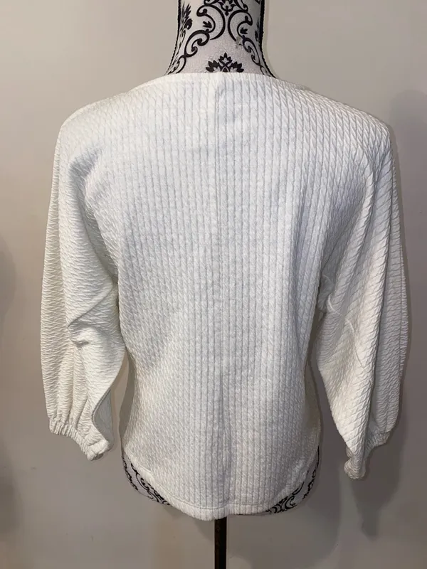 Anthropologie Arya Textured Scoopneck Boho Sweater 3/4 Balloon Sleeve Size XS - Image 8