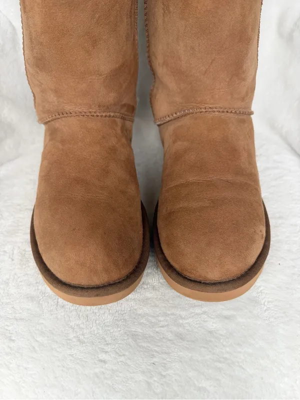 UGG CHESTNUT TAN SUEDE LEATHER & SHEEPSKIN S/N 1010258 Klea Mid-calf BOOTS Sz 9 - Image 4