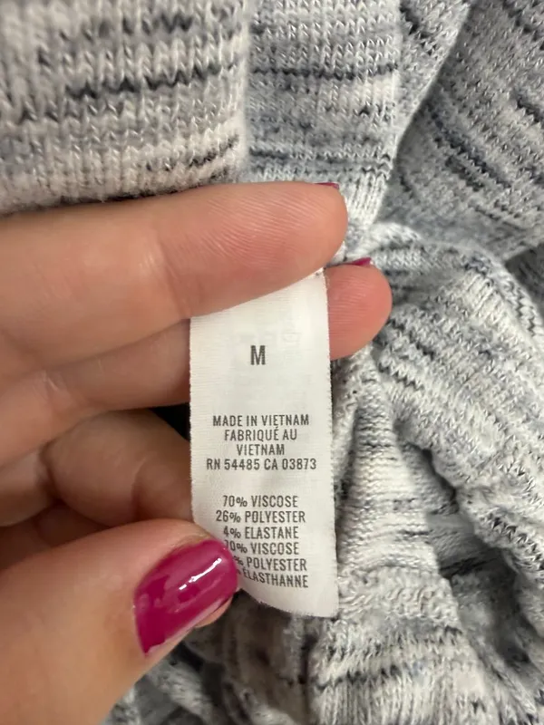 Aerie Gray Marled Drawstring Hem Pullover Top M - Image 6