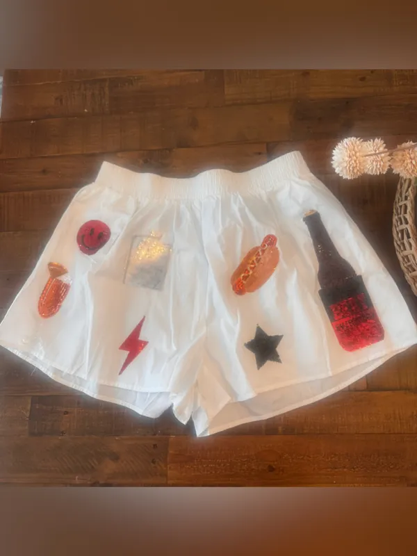 QUEEN OF‎ SPARKLES Embellished Sequin Tailgate Shorts - Image 2