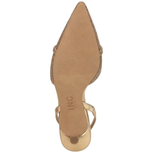 NWT INC International Concepts Slingback Kitten-Heel Pumps Gold Crystal 5M - Image 5