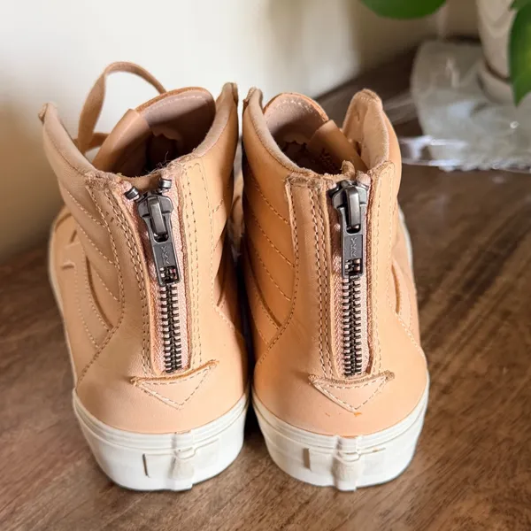 Vans Sk8-Hi Slim Zip Women 8.5‎ Veggie Tan Leather High Top Sneakers Nude Peach - Image 12