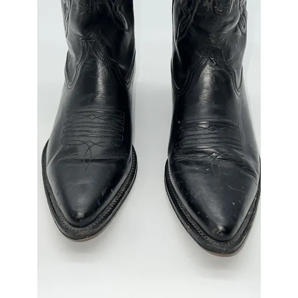 Pistolero Black All Leather Embroidered Cowboy Boots Women's Sz 24.5-7.5/Men 5.5 - Image 6