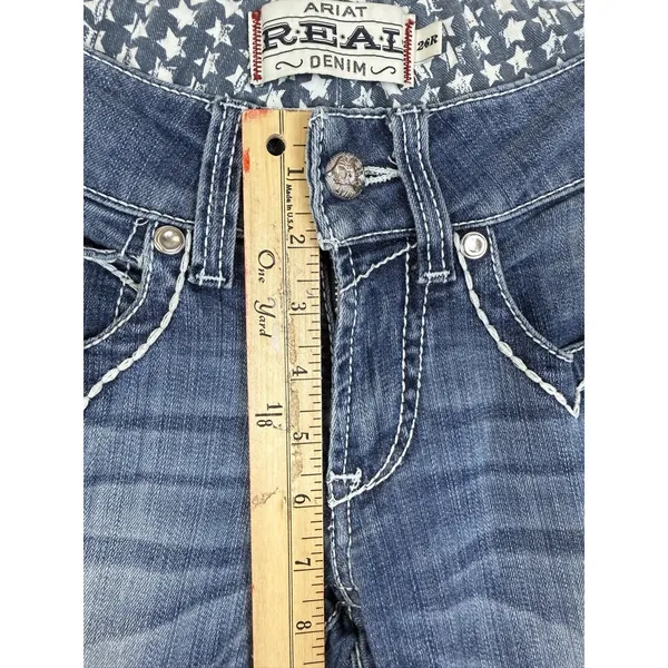 ARIAT R.E.A.L. Skinny Jeans Women’s 26R Low Rise Denim Frayed Hem Blue - Image 8