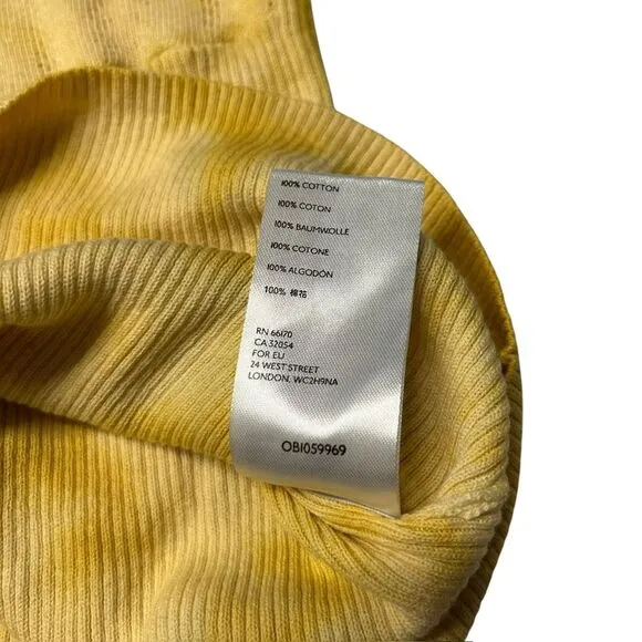 Y2K Free People XS Button Hanley Top‎ 3/4 Sleeve Gold Yellow Pointelle Coquette - Image 8
