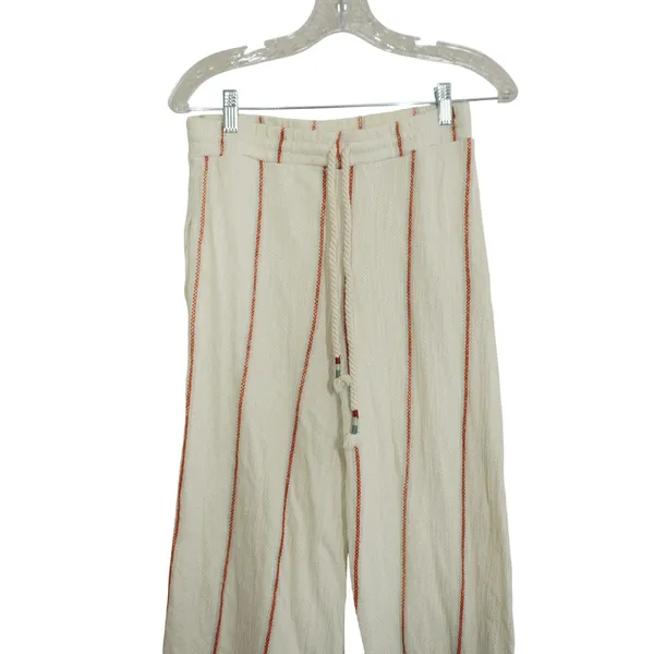 Dolan Left Coast Anthropologie Medium Striped Wide Leg Cotton Pants Cream Beachy - Image 2