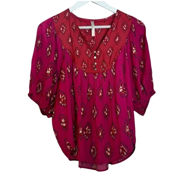 By Anthropologie pink boho dolman sleeve blouse M - Image 3