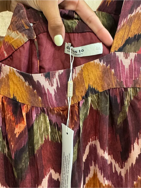 Women's Rust Chevron Tiered Maxi Dress Brown Size L - Image 4