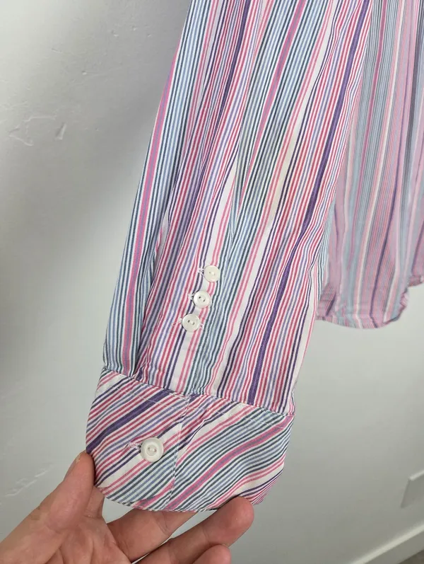 Pastel Chevron Striped Blouse Top Purple Pink Cotton Twee Preppy 90s Butter Mom - Image 8