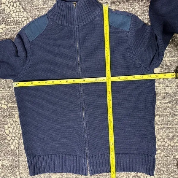 Lauren Ralph Lauren Vintage Size L Navy Blue Cotton Knit Sweater Zip Up Cardigan - Image 10