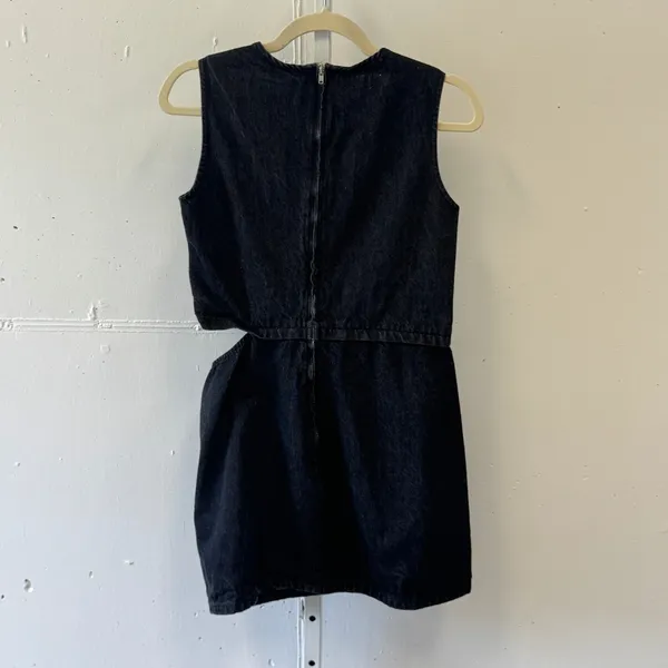 Zara Black Denim Side Cutout Mini Dress Sleeveless 3607/30/443 Size Medium - Image 3