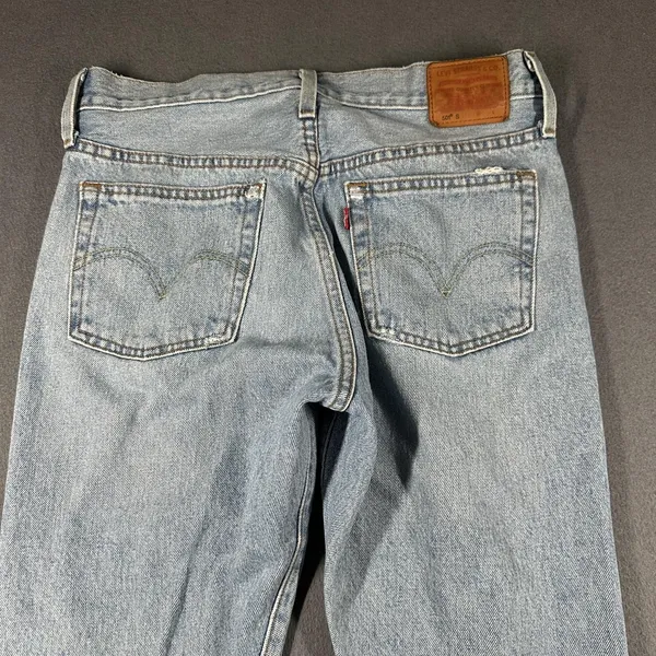 Levis 501 Skinny Jeans Womens 28 Premium Light Button Fly High Rise Distressed - Image 16