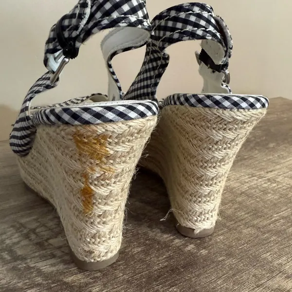 American Eagle Gingham Print Platform Wedges Shoes Women’s Size 7 Black White - Image 7