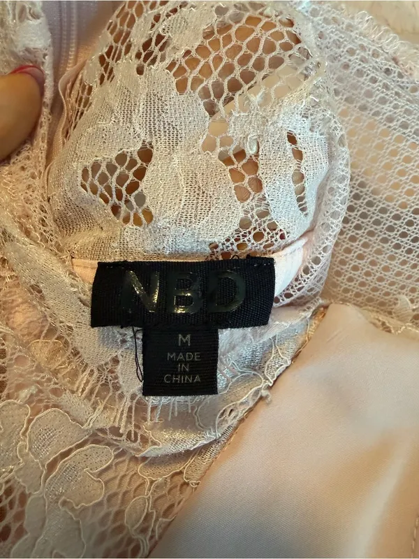 NBD Revolve Pink Satin Lace Bustier Strapless Homecoming Dress M Asymmetrical - Image 5