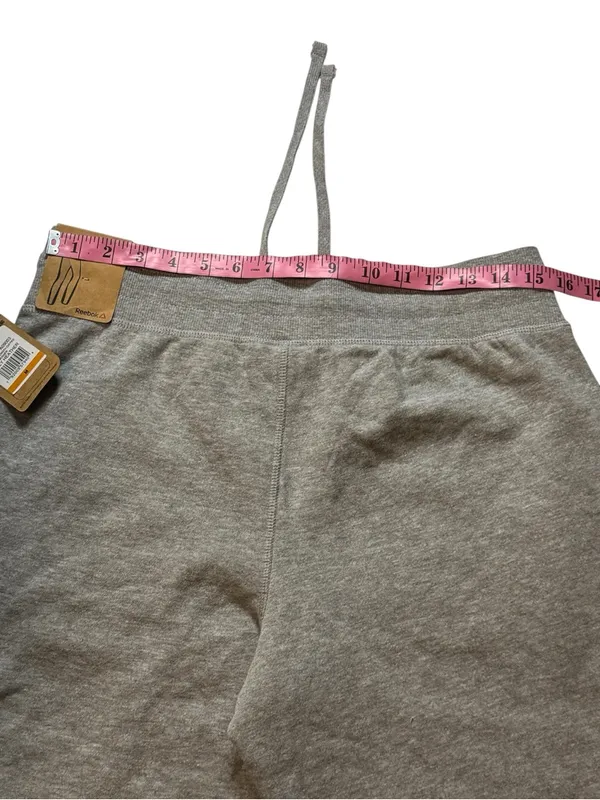 Reebok Light Gray Joggers with Black Logo Side Sz M - Image 6