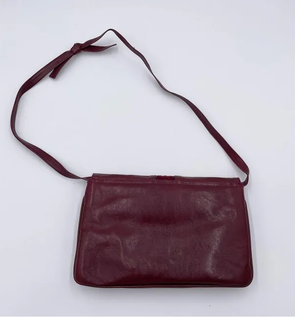 Vintage 60s 70s Stanley Blacker Designer Shoulder Bag Purse Burgundy Red Leather - Image 5