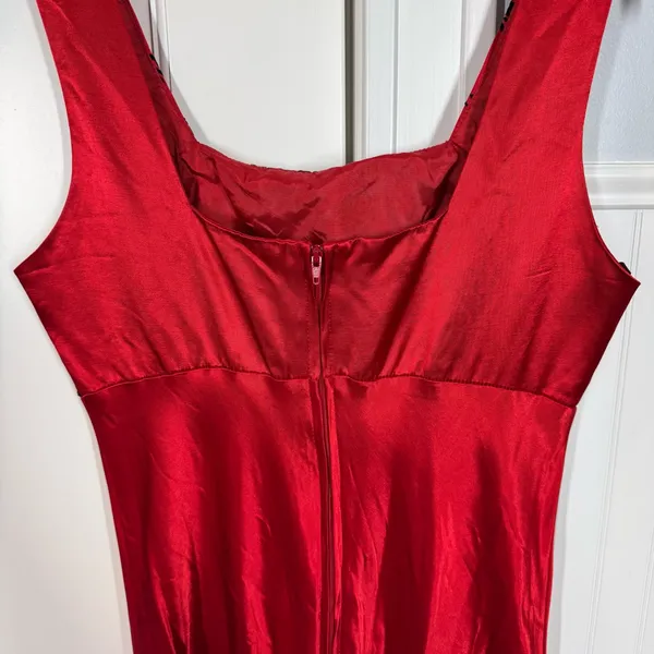 Vintage Y2K Be Smart Red Goth Dress Dark Romance Velvet‎ Rose Midi Maxi Dress - Image 4