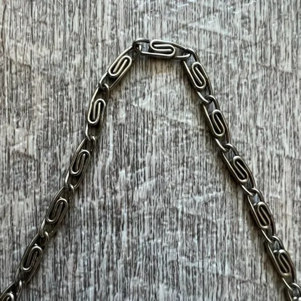 Vintage 50s Silver Metallic Foil Clutch Handbag Kiss Lock Chain Strap Purse Bag - Image 8