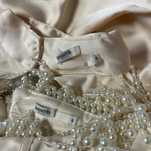 HOUSE‎ OF CB 'Aubrie' Vintage Cream Embellished Satin Corset With Sleeve NWOT S - Image 7