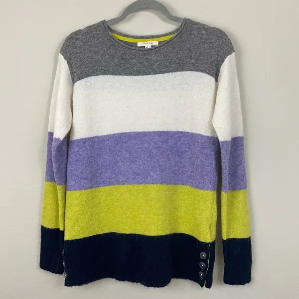 White Stuff Striped‎ Crewneck Alpaca Wool Blend Sweater Size 6 - Image 2