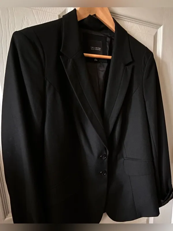 The Limited Black Collection Fitted Blazer Pinstripe Sleeve Cuff Y2K Old Money - Image 3