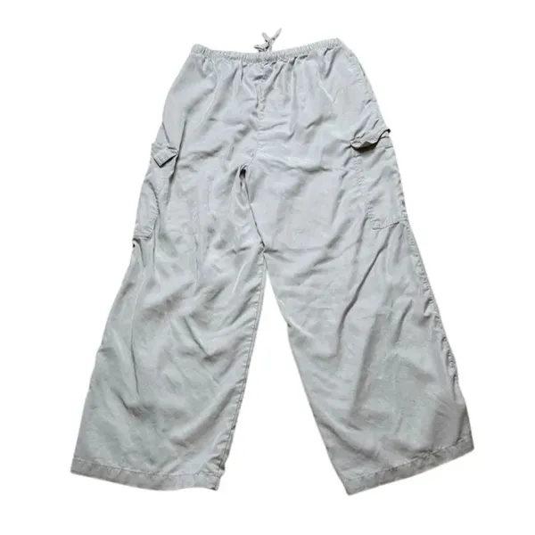 Dip Light Tan Wide Cargo Pants Pull on Style Tencel Small - Image 3