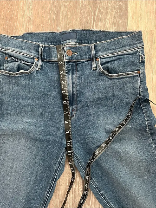 MOTHER Straight Leg Jeans Womens Size 30 Medium Wash High Rise Raw Hem Stretch - Image 13