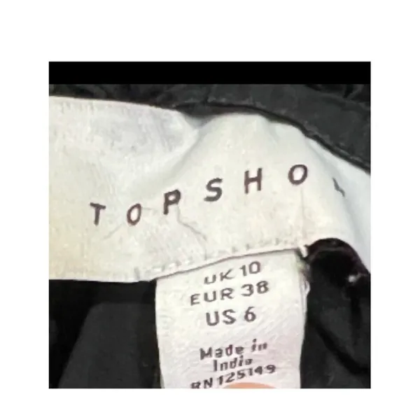 Topshop Smocked Poplin minamilist Mini Dress Tiered Ruffles Black size US 6‎ - Image 4