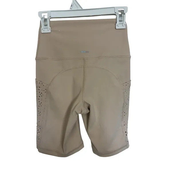 Aerie Move Laser-Cut High Waisted Bike Shorts Neutral XS Pockets - Image 2