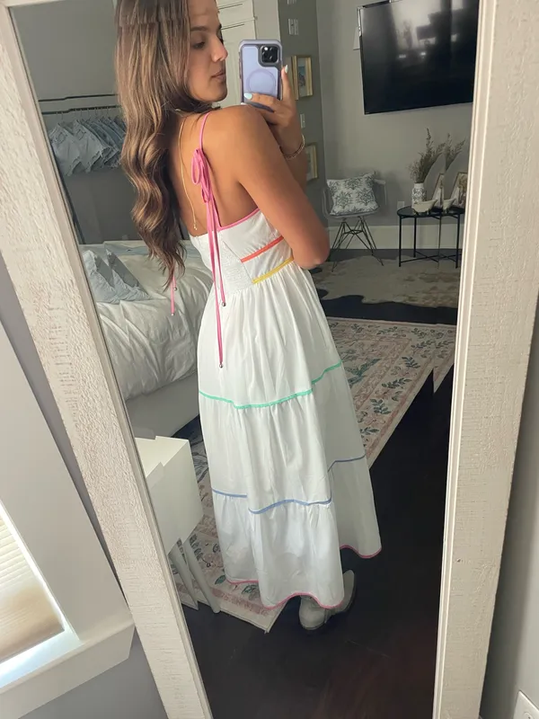 Entro white dress with rainbow detail - Image 2