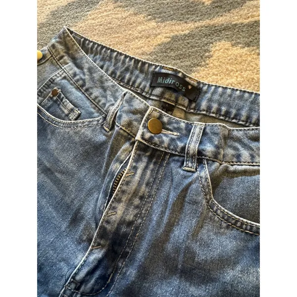 Midiross Jeans Light Wash Paint Splatter Distressed Barrel Leg Size L - Image 6