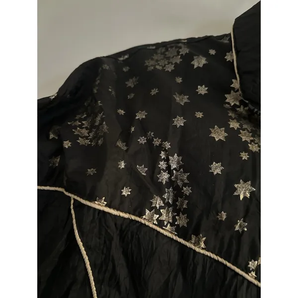 East West 80's Black & Gold Glitter Star Patterned Zip-Up Windbreaker Jacket - Image 12