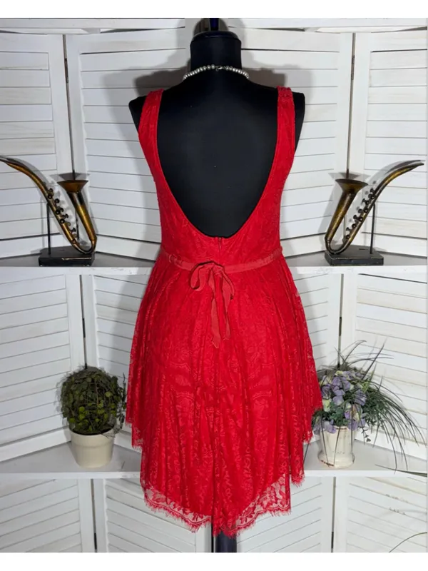 Y2K style babydoll mini dress lace backless pinup coquette whimsical romantic M - Image 2