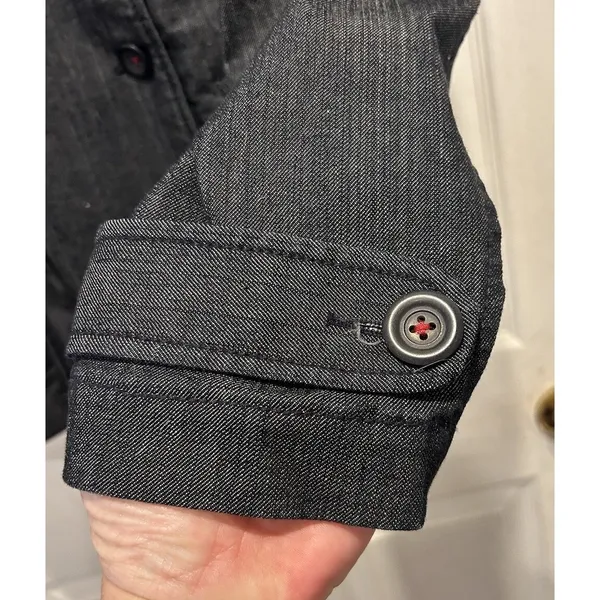 Ann‎ Taylor LOFT Womens Med Dark Wash Denim Double Breasted Pea Coat Jacket Y2k - Image 7