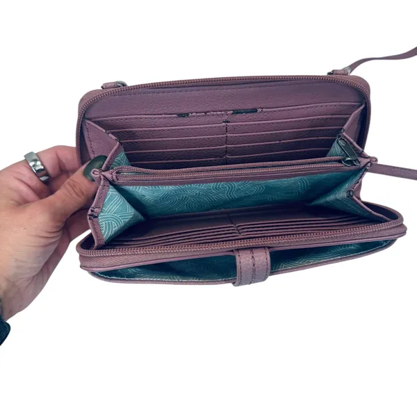 The Sak Leather Studded Wallet Crossbody‎ Purse Convertible Phone Bag Mauve - Image 3