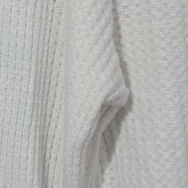 Lazy Sundays White Waffle Knit Long Sleeve Crop Top Size Small - Image 4