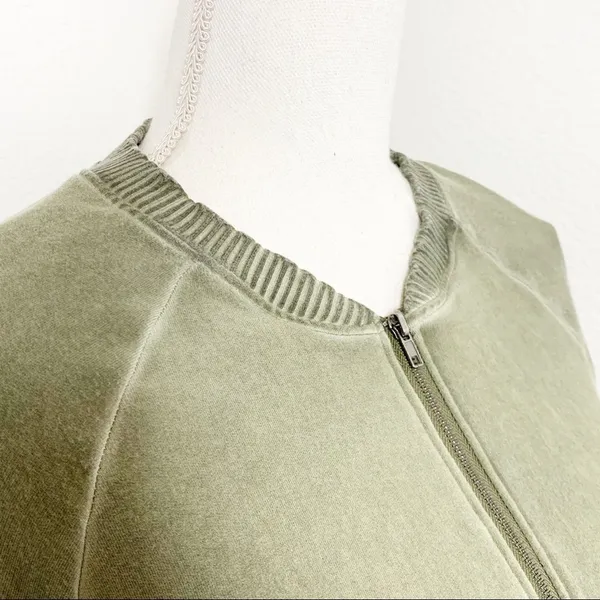 H by Bordeaux Soft Lightweight Bomber Jacket Zip Up Olive Green Size L - Image 5