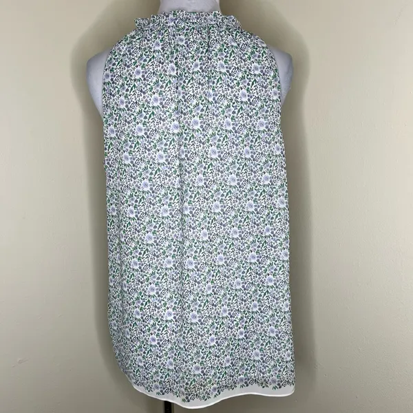 Max Studio Peasant Top LARGE Dainty Ditsy Floral Cottagecore Ruffle Feminine NEW - Image 2