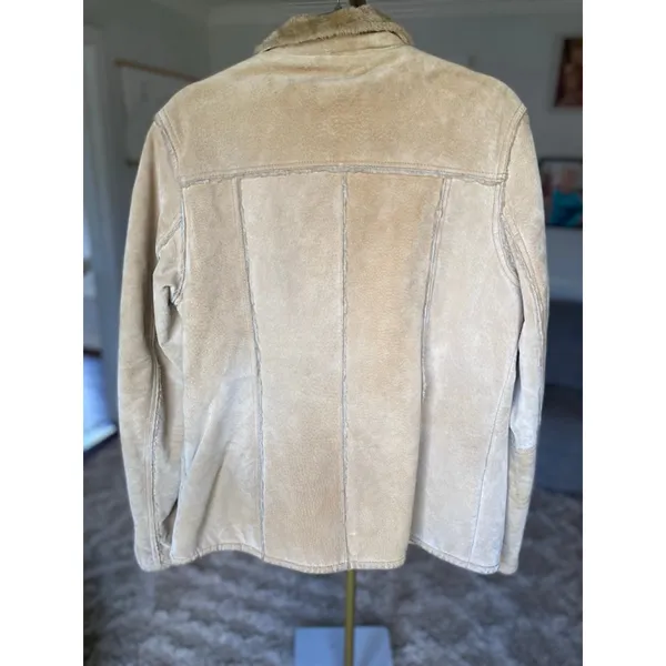 American Eagle Leather Coat‎ Fur Lined Quiet Luxury Old Money Elevated Neutrals - Image 4