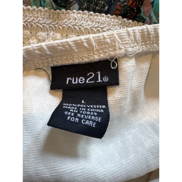 Rue21 Strapless Boho Print Dress Size Large Asymmetrical Hem - Image 5
