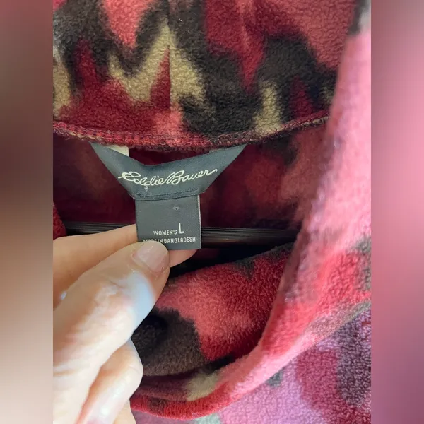 Eddie Bauer Wine Pink Fleece Pullover Turtleneck LG loose fit - Image 2